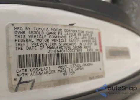 2002 Lexus Sc 430 from USA, damaged, VIN JTHFN48Y820027848